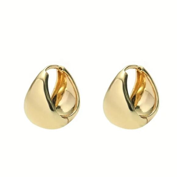 Gold Plated Needle Stud Earrings Wide Edge Drop style - Picture 10 of 12